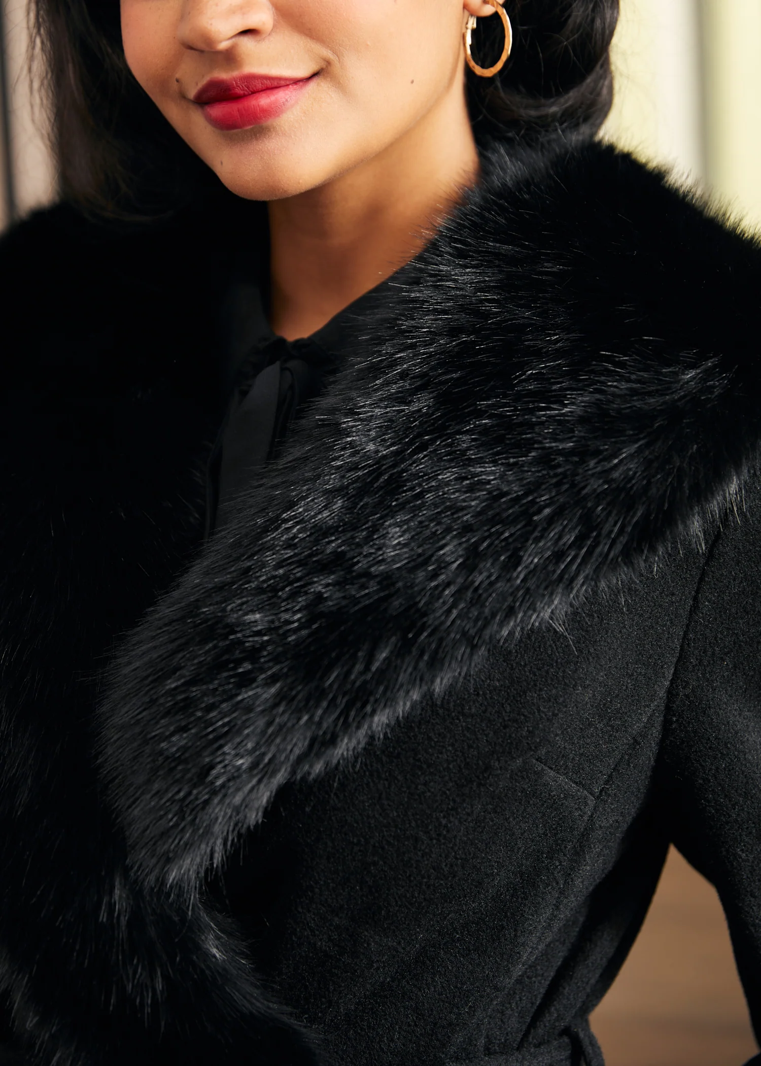 Elegance Reimagined Fur Trim Coat - Olabens