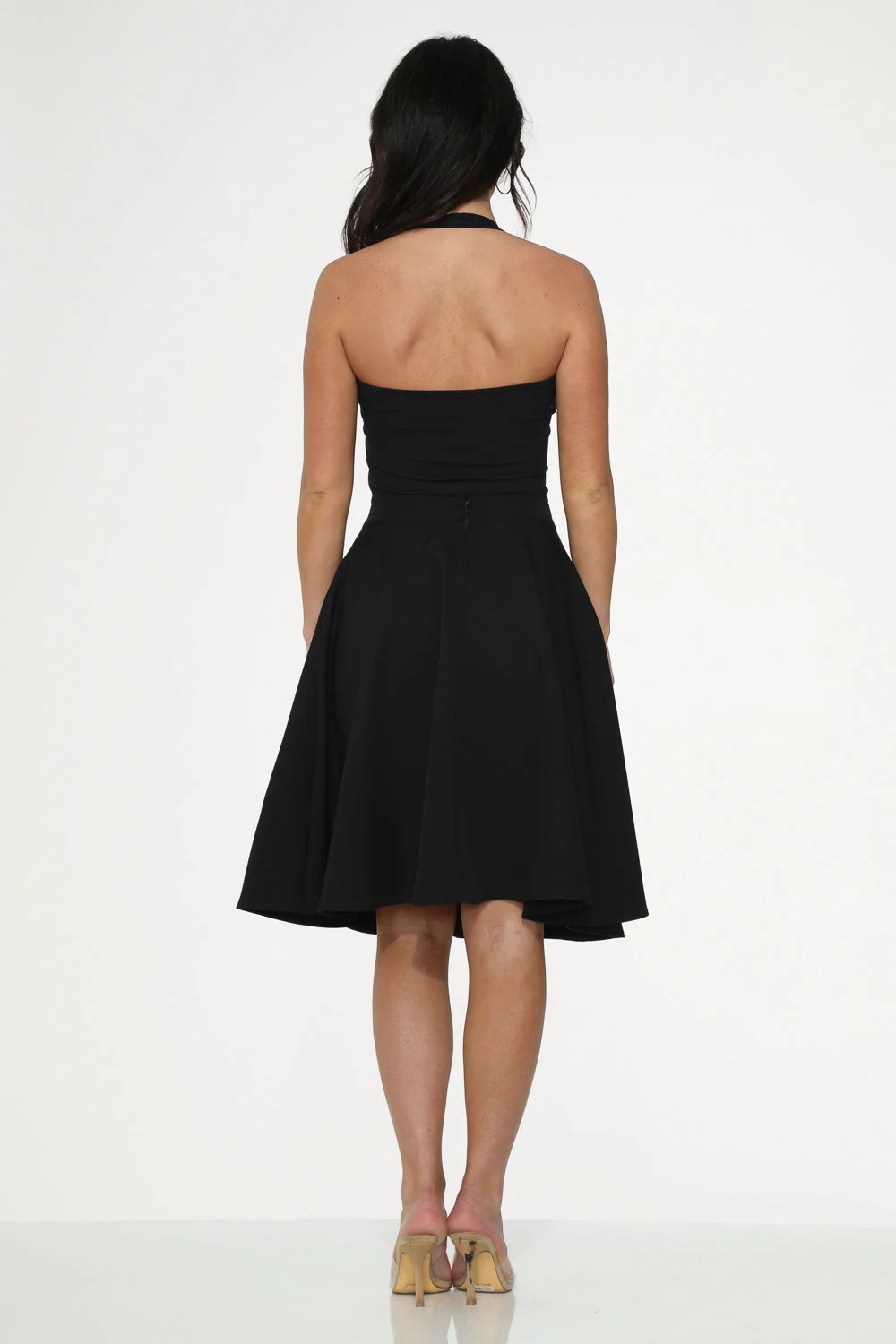 Black Hot Pink Embroidered Poodle Swing Skirt - Olabens