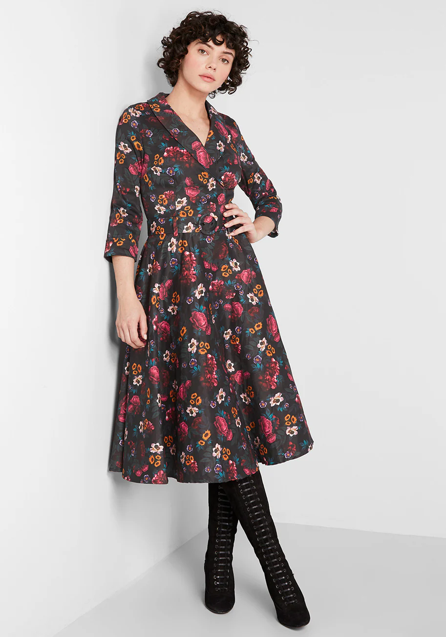 Floral Festivity A-Line Dress - Olabens