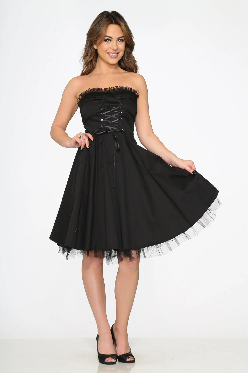 Black Strapless Swing Dress - Olabens