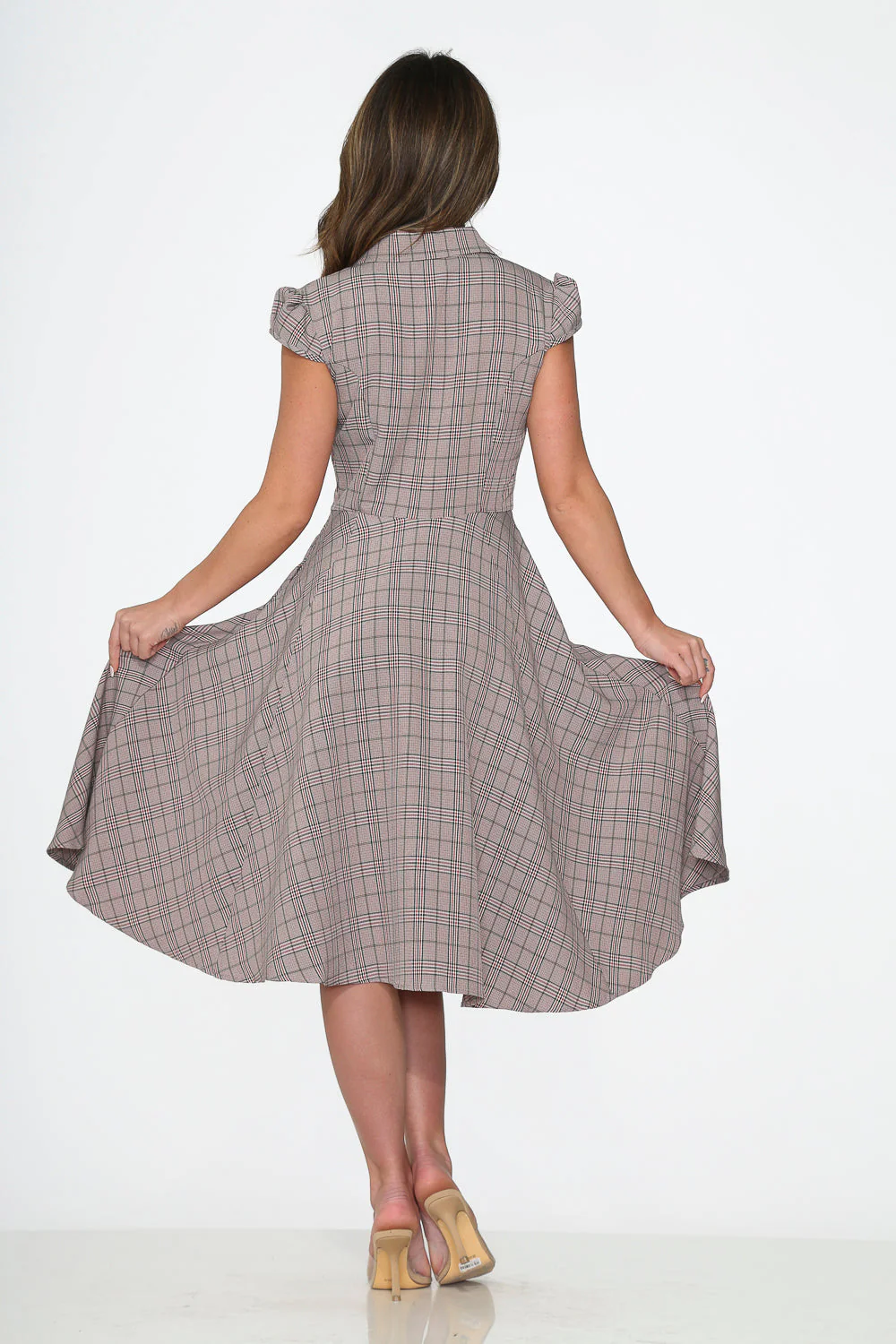 Brown Plaid Swing Dress - Olabens