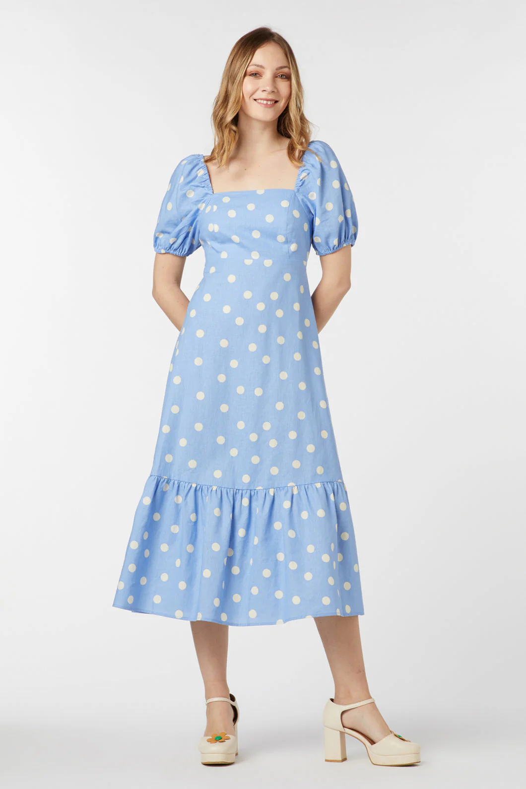 Lucy Polka Dot Midi Dress - Olabens