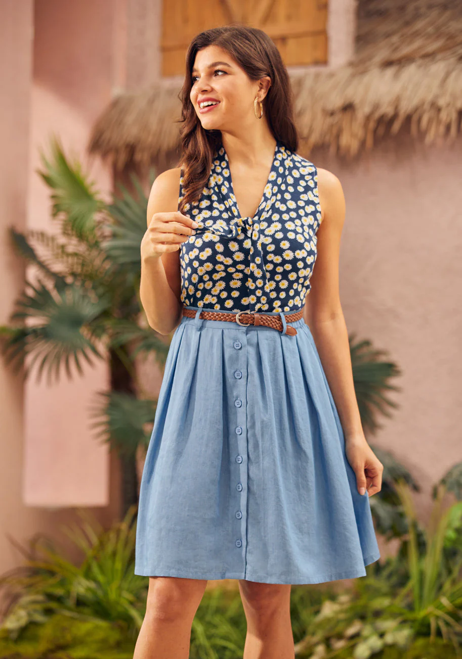 Bookstore's Best Chambray A-Line Skirt - Olabens