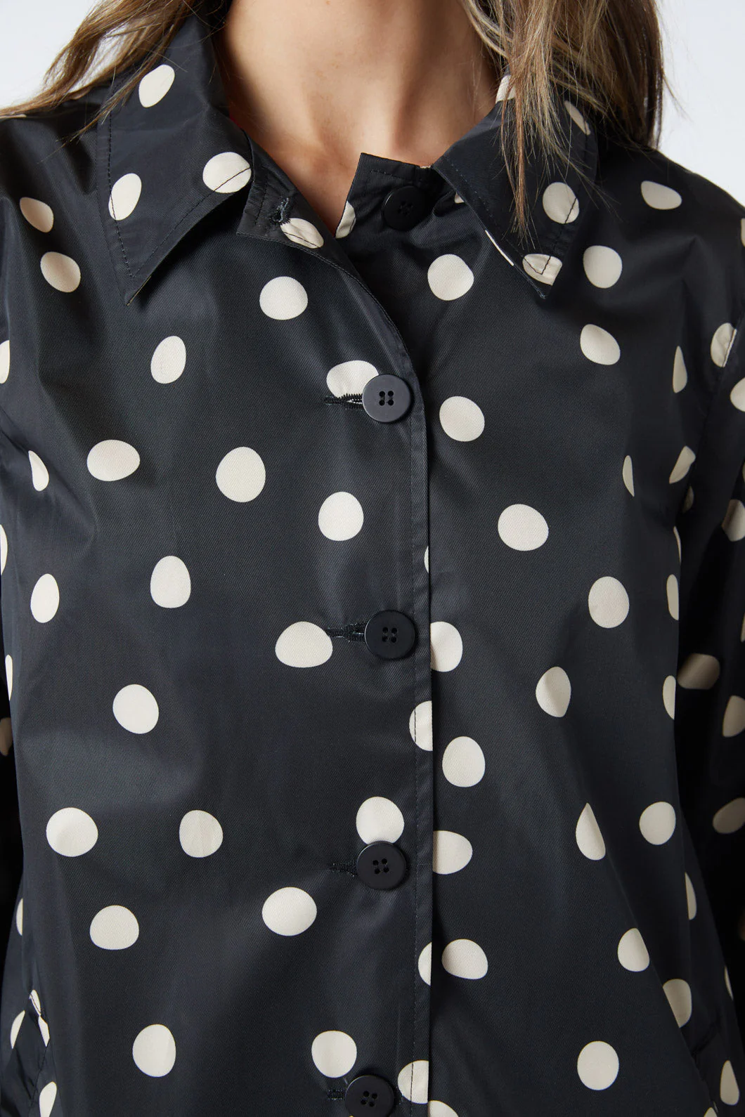 Georgie Spot Collared Raincoat - Olabens
