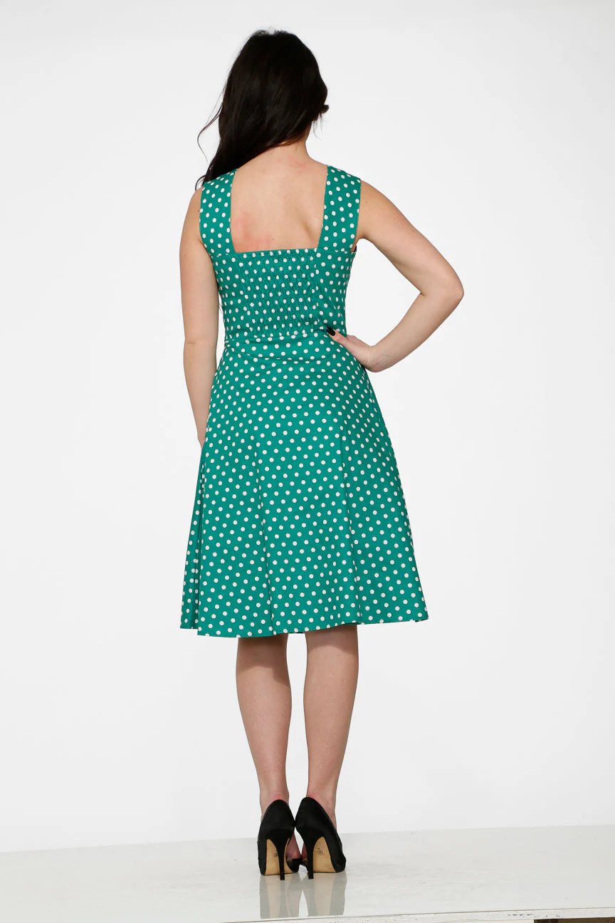 Green & White Polka Dot Dress - Olabens