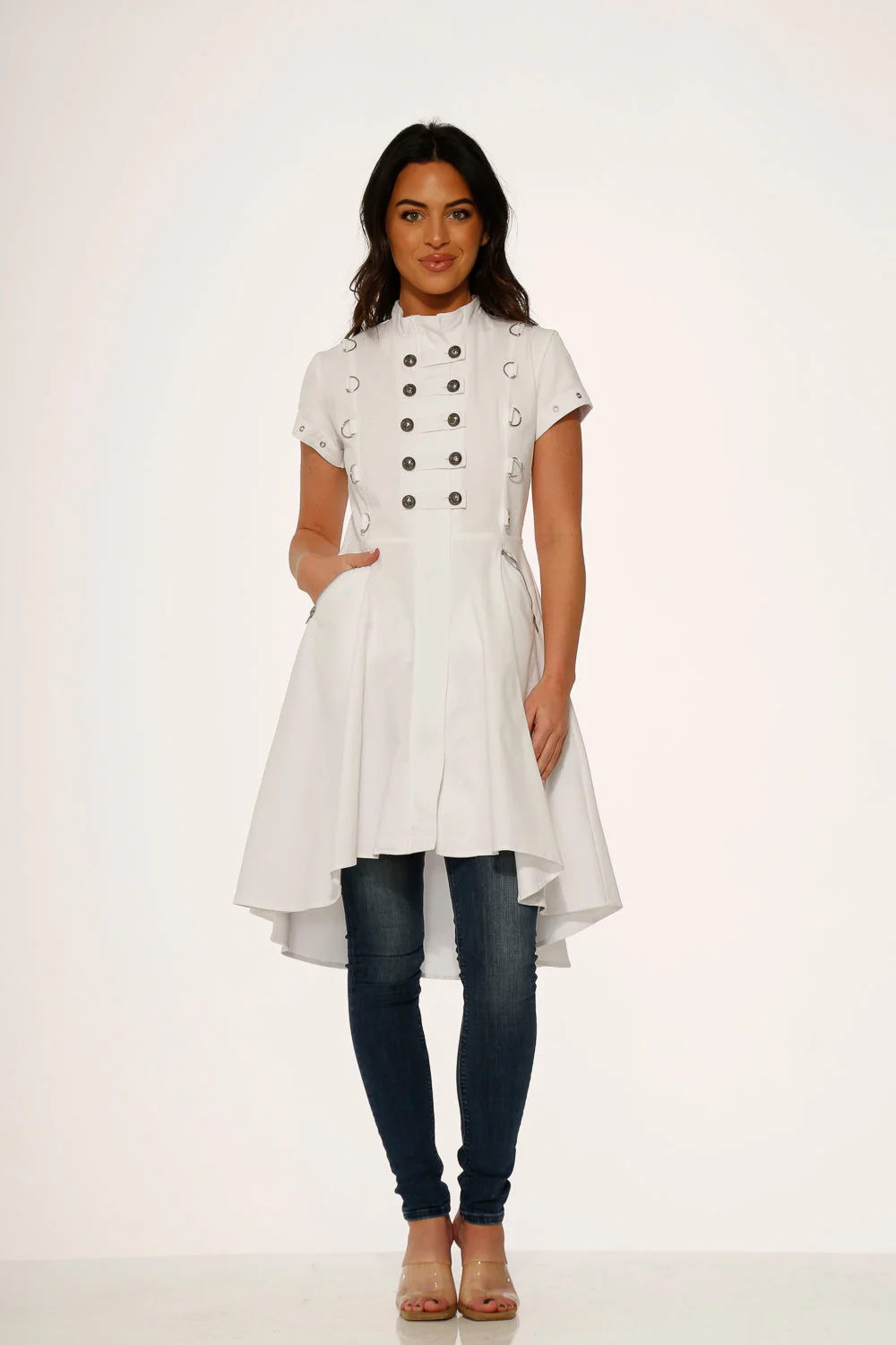 White Battalion Hi-Lo Dress - Olabens