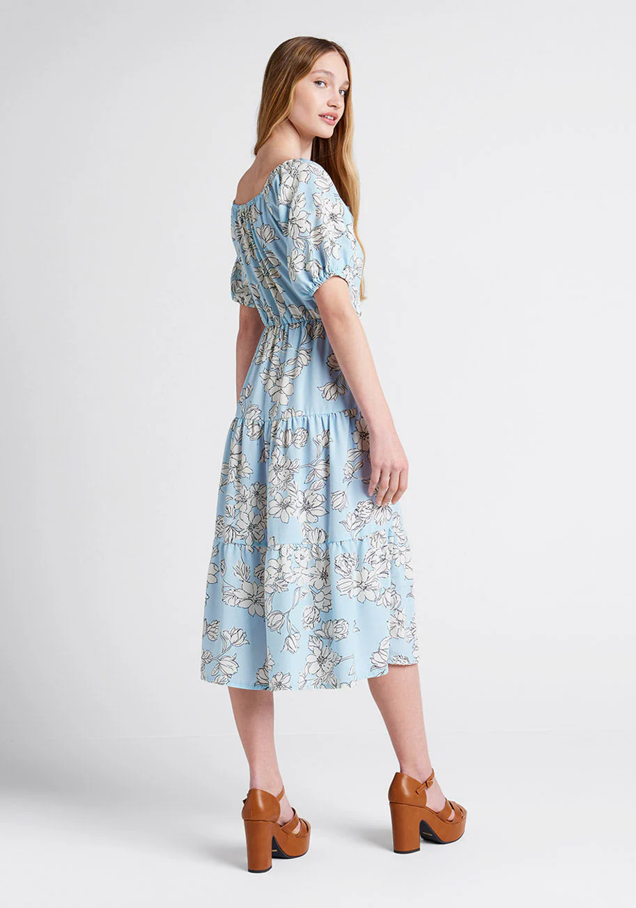 Bloom Wildly Tiered Midi Dress - Olabens