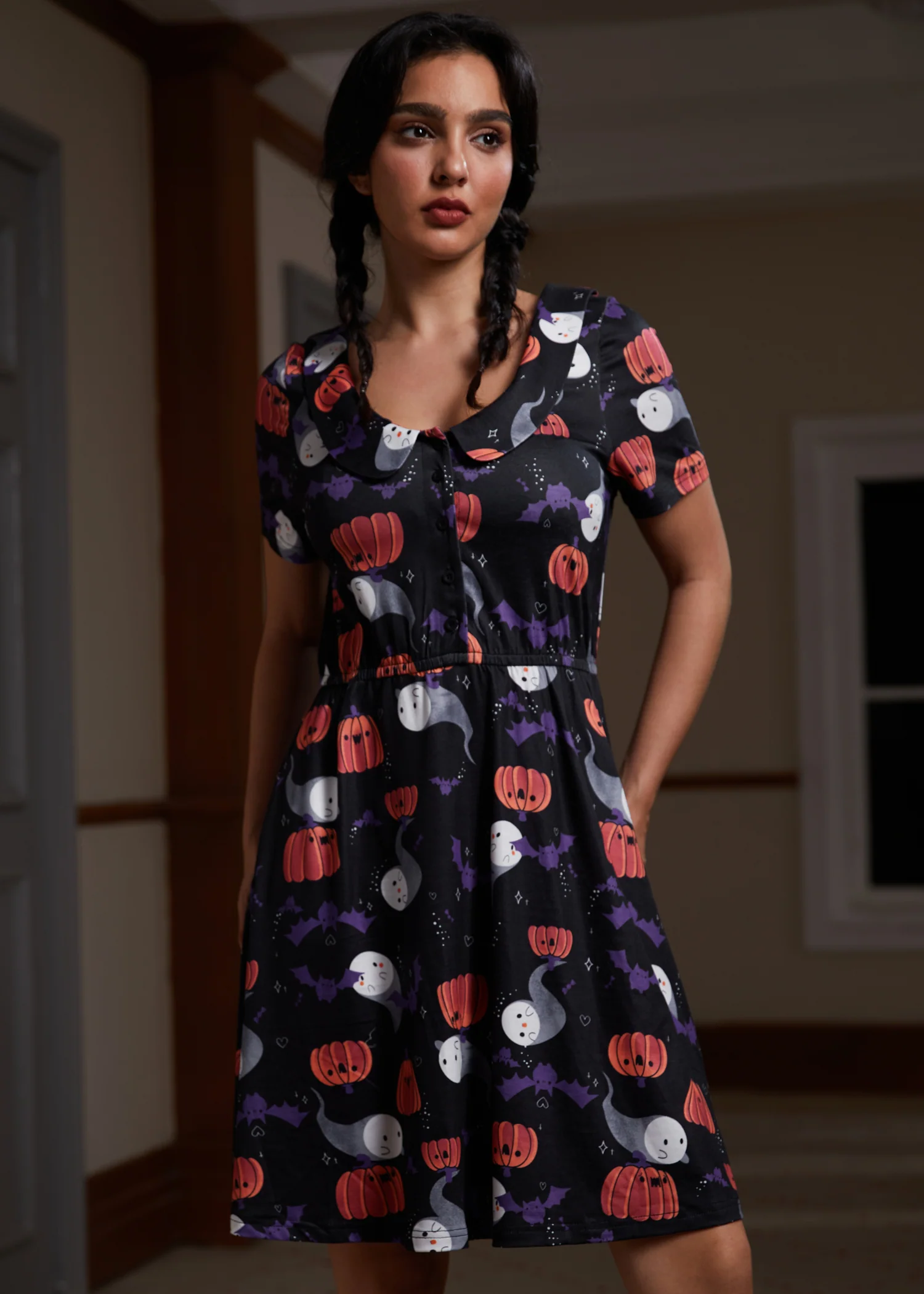 Sweet Shiver of Collared Dress - Olabens