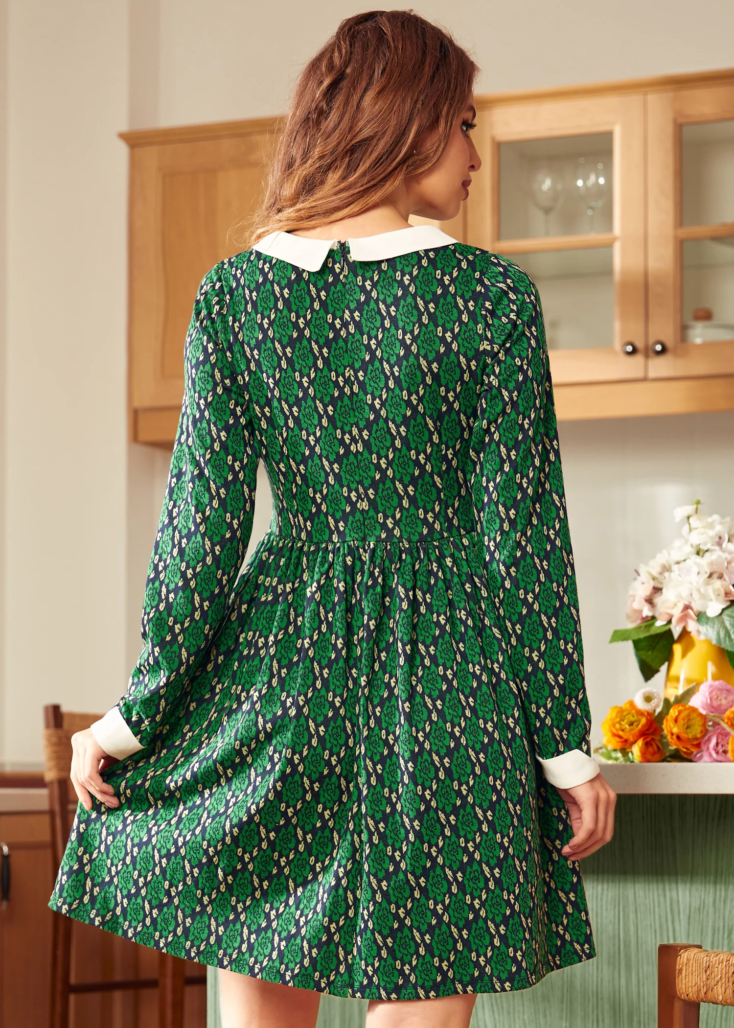 Nifty Fifties Flare Collar Dress - Olabens