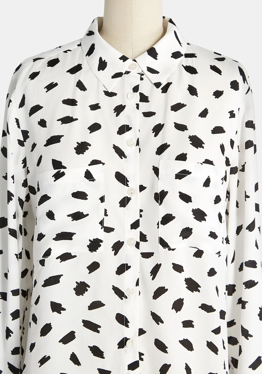 Stroked On Spots Button-Up Top - Olabens