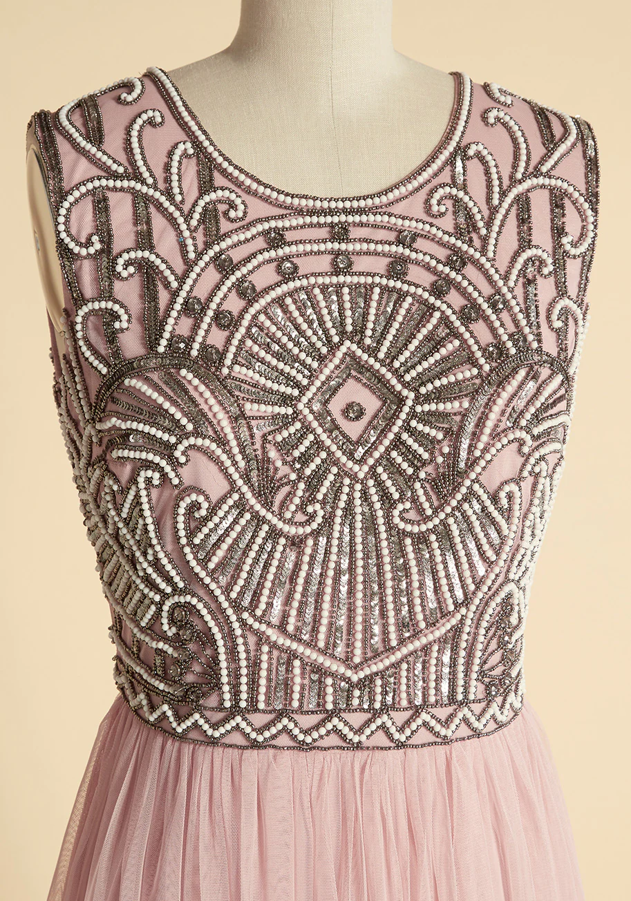 Great Gats-Bead Tulle Maxi Dress - Olabens