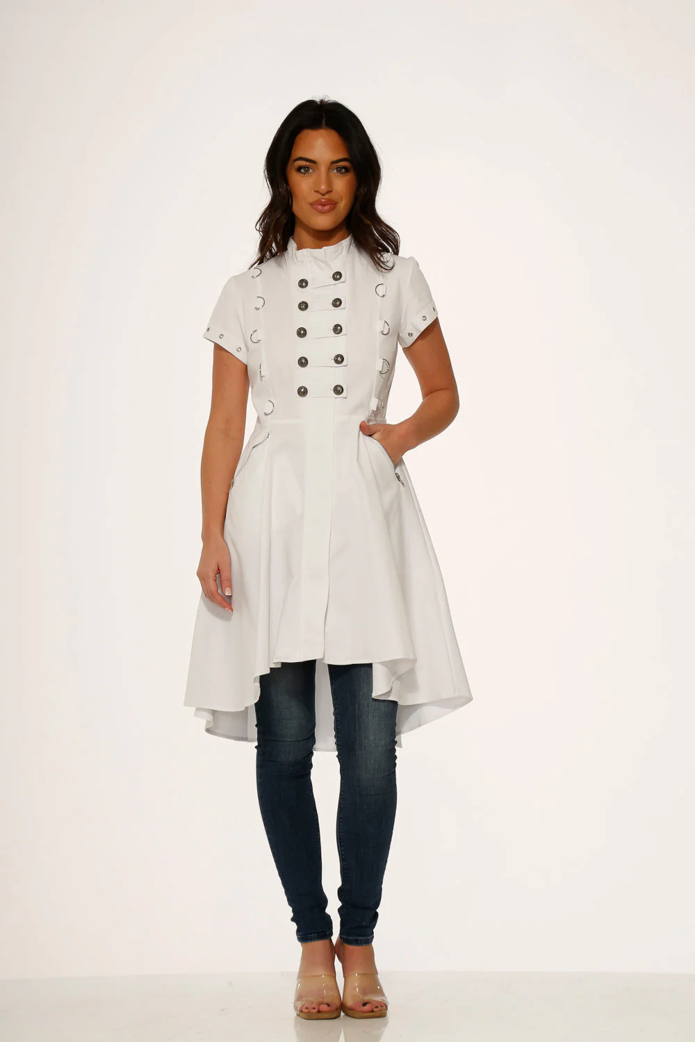 White Battalion Hi-Lo Dress - Olabens