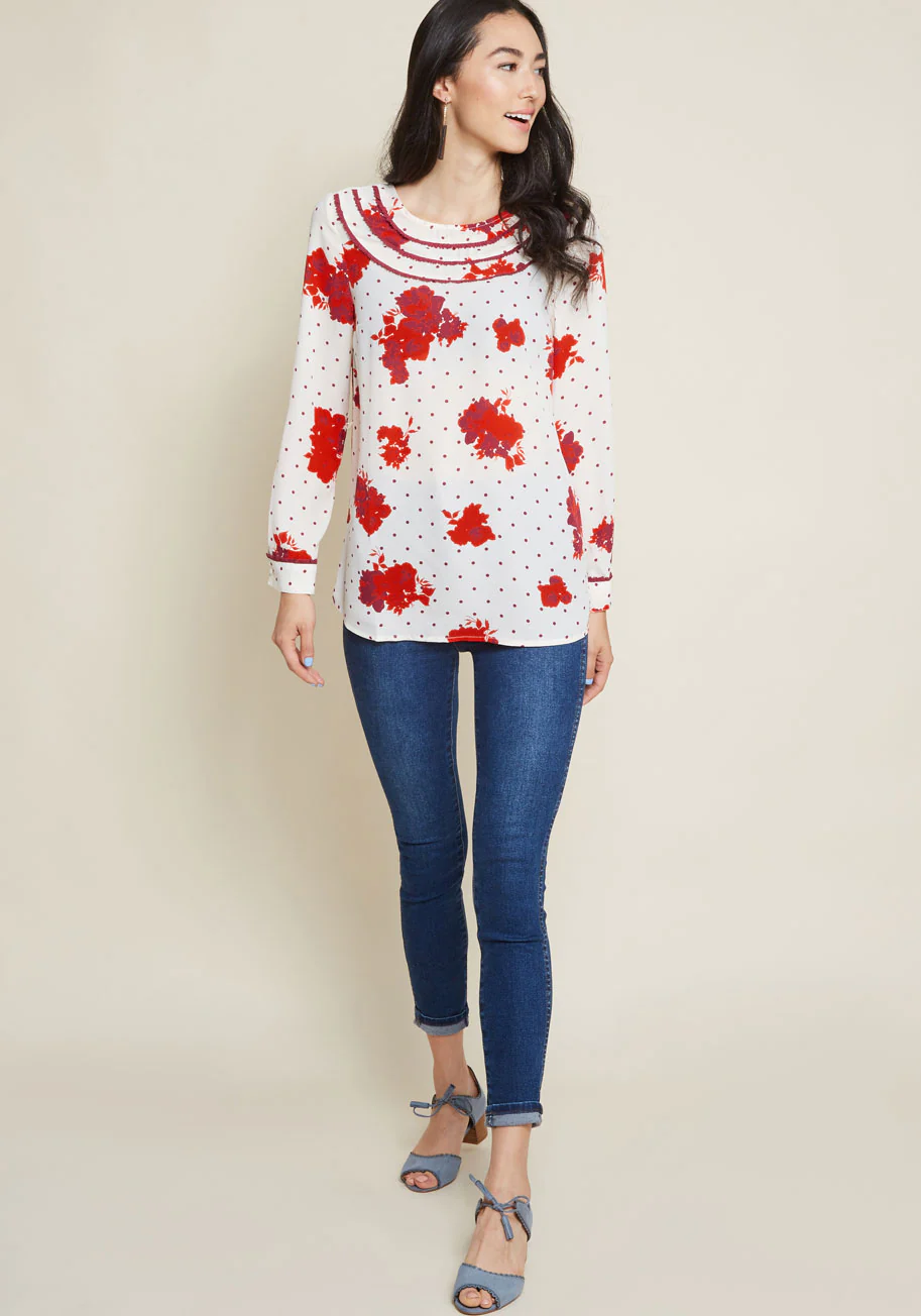 Retro Refresh Long Sleeve Top in Print Mix - Olabens