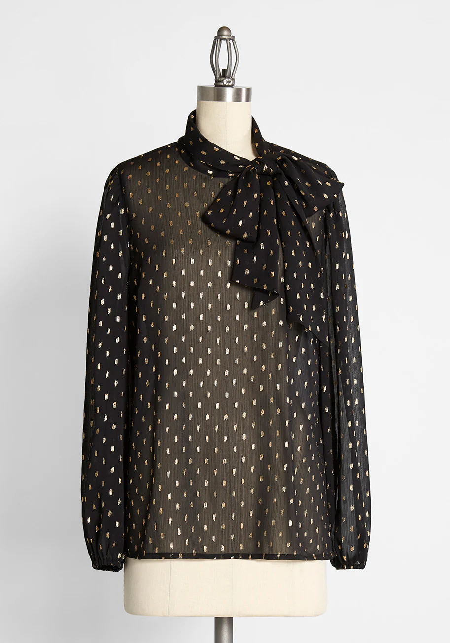 Long Term Goals Tie-Neck Blouse - Olabens