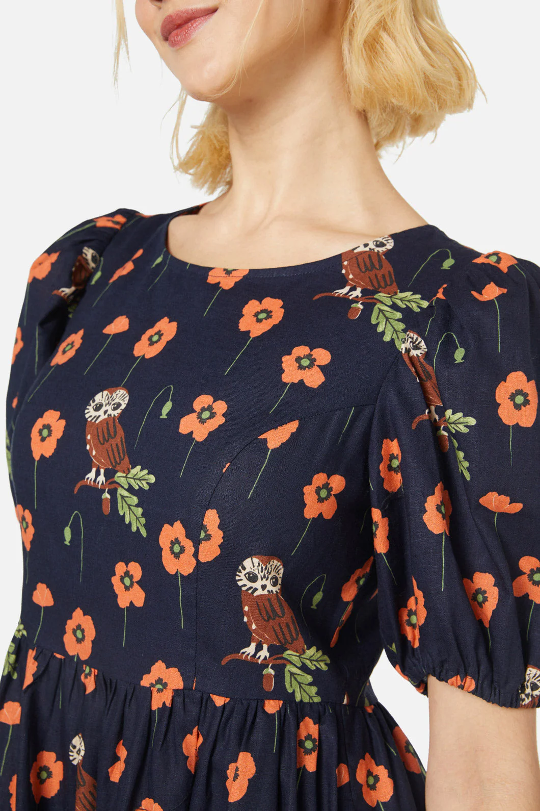Poppy Owl Midi Dress - Olabens