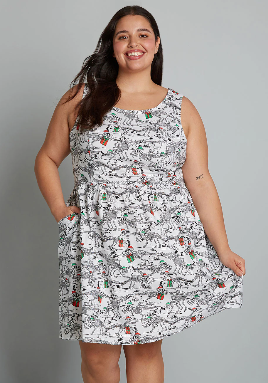 Isnyt X Retrolicious Here We Go A-Fossiling A-Line Dress - Olabens