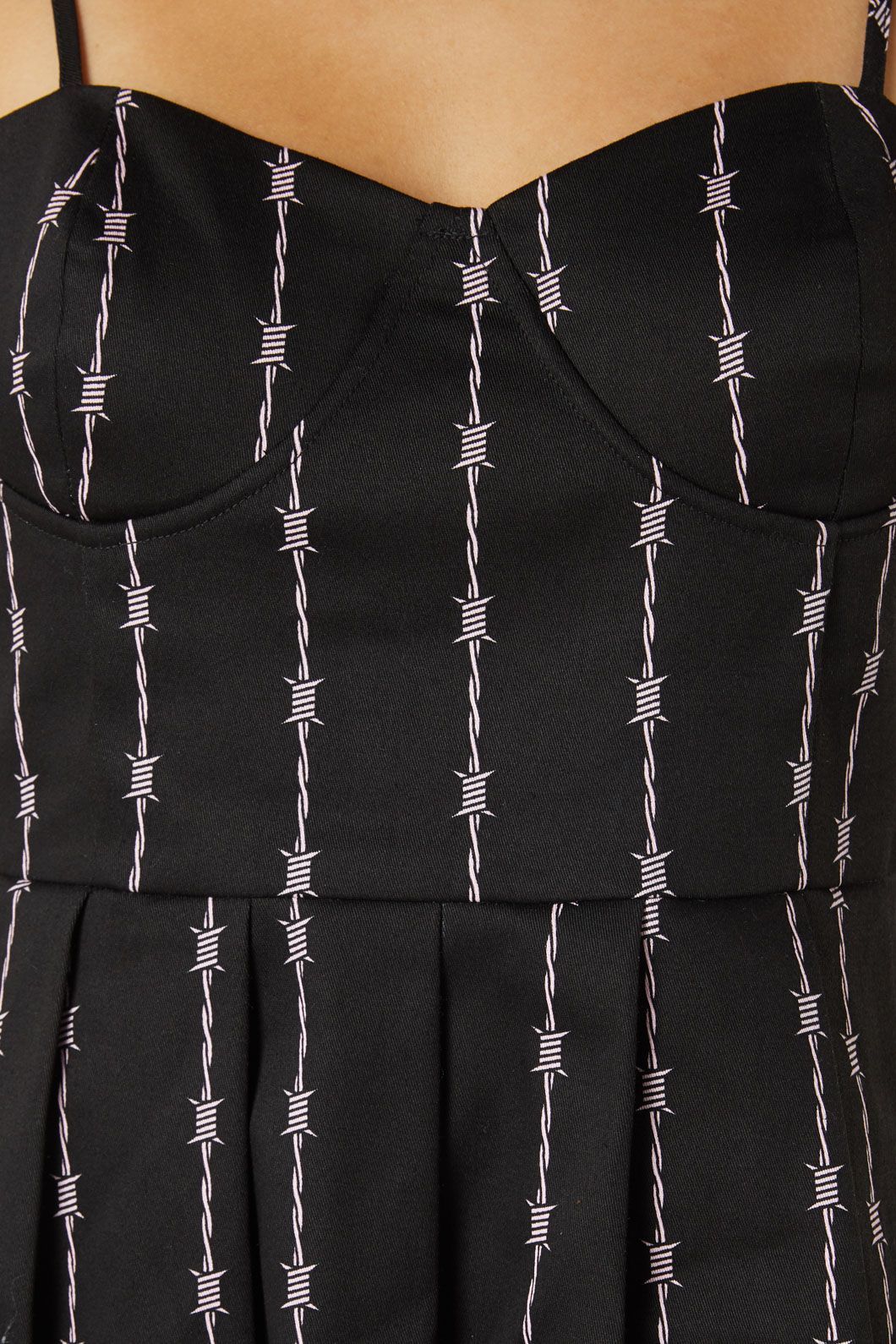 Barb Wire Bustier Pleated Dress - Olabens