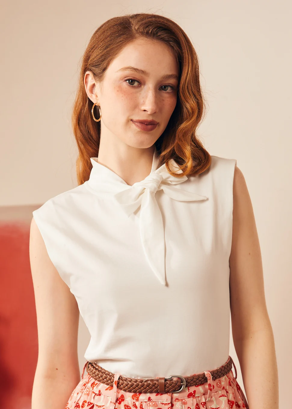 Retro Rendezvous Tie-Neck Top - Olabens