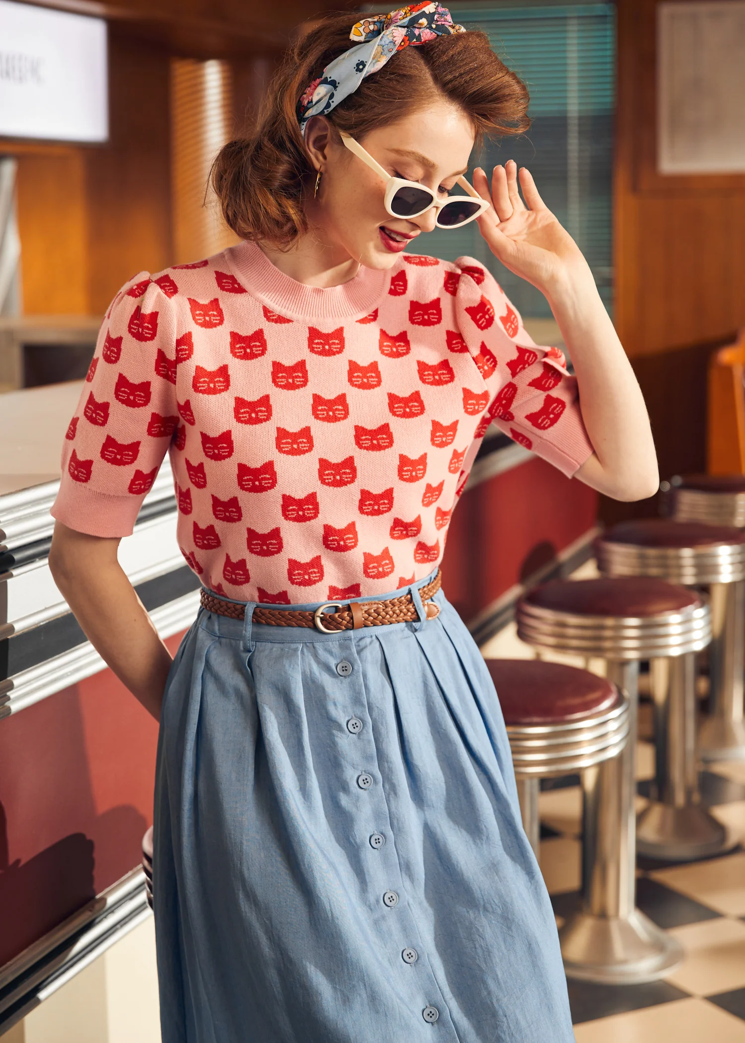 Retro Radiance Puff Shoulder Sweater - Olabens