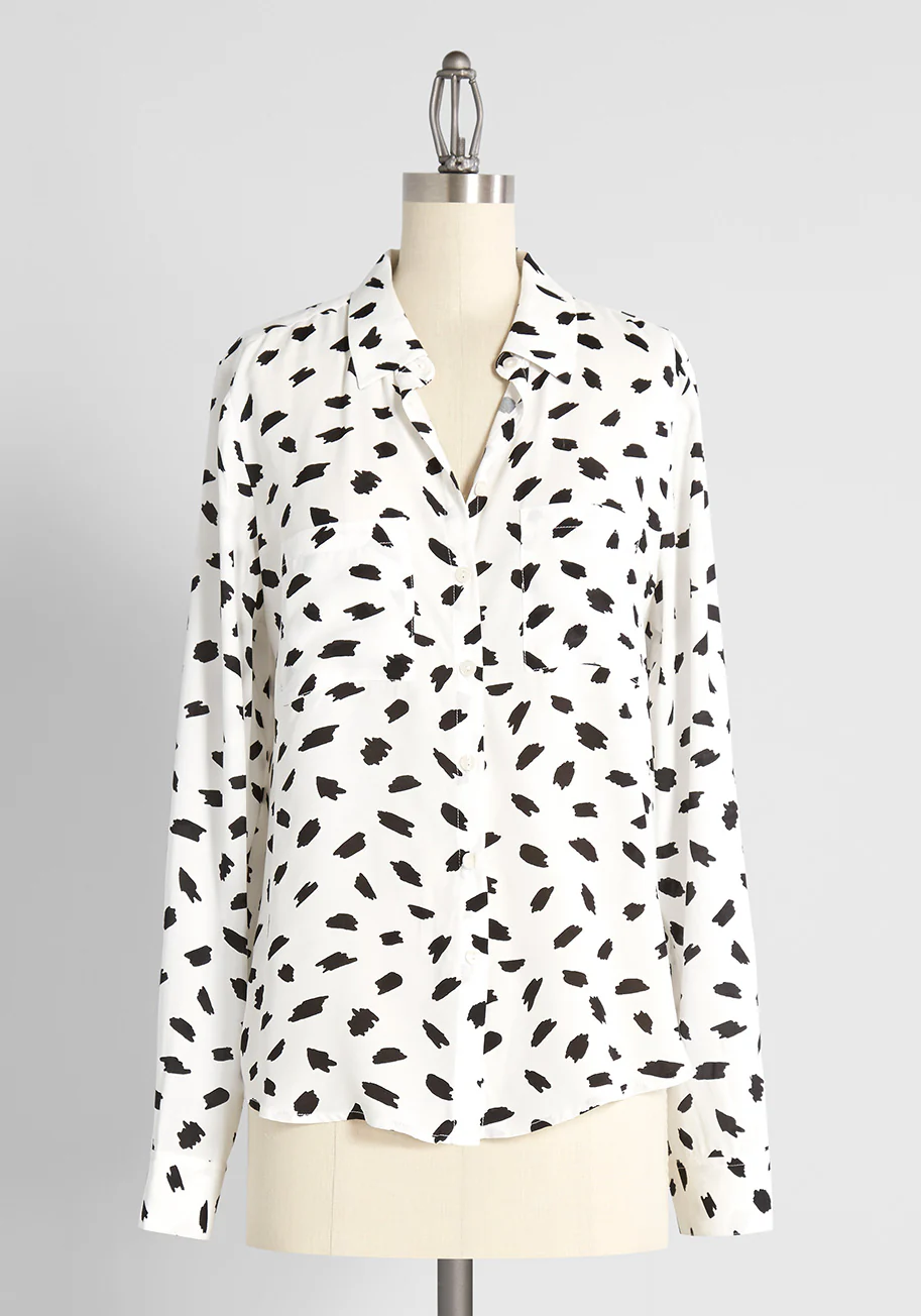 Stroked On Spots Button-Up Top - Olabens