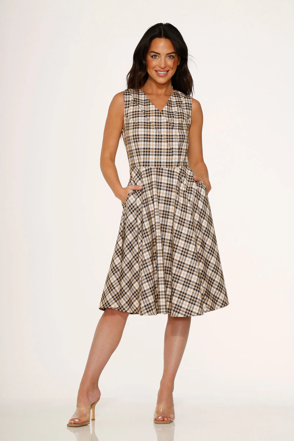 Yellow Plaid Swing Dress - Olabens