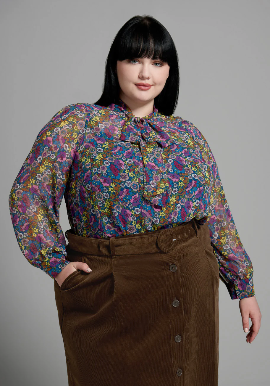 She's A Mystery Novel Tie-Neck Blouse - Olabens