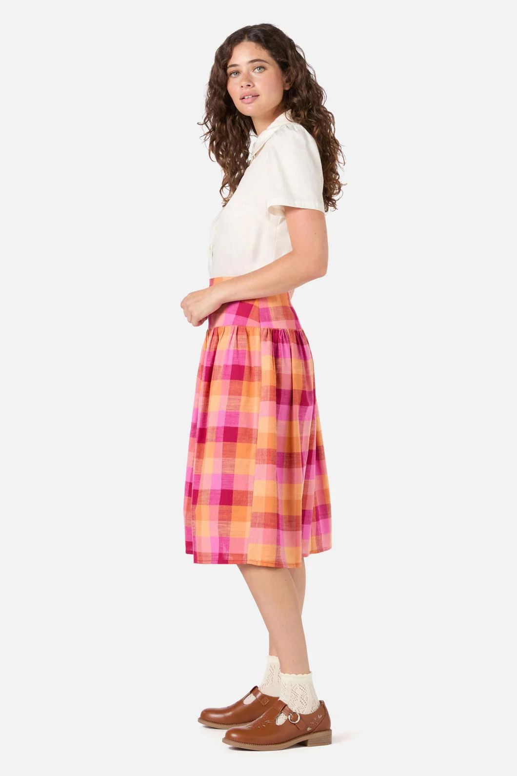 Maxine Check Midi Skirt - Olabens