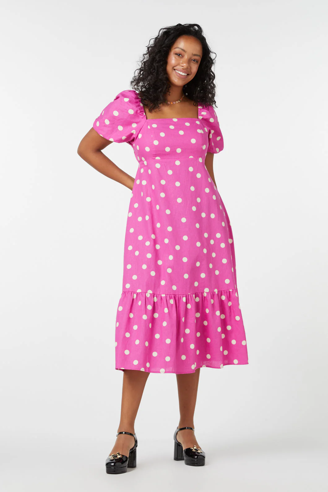 Lucy Polka Dot Midi Dress - Olabens