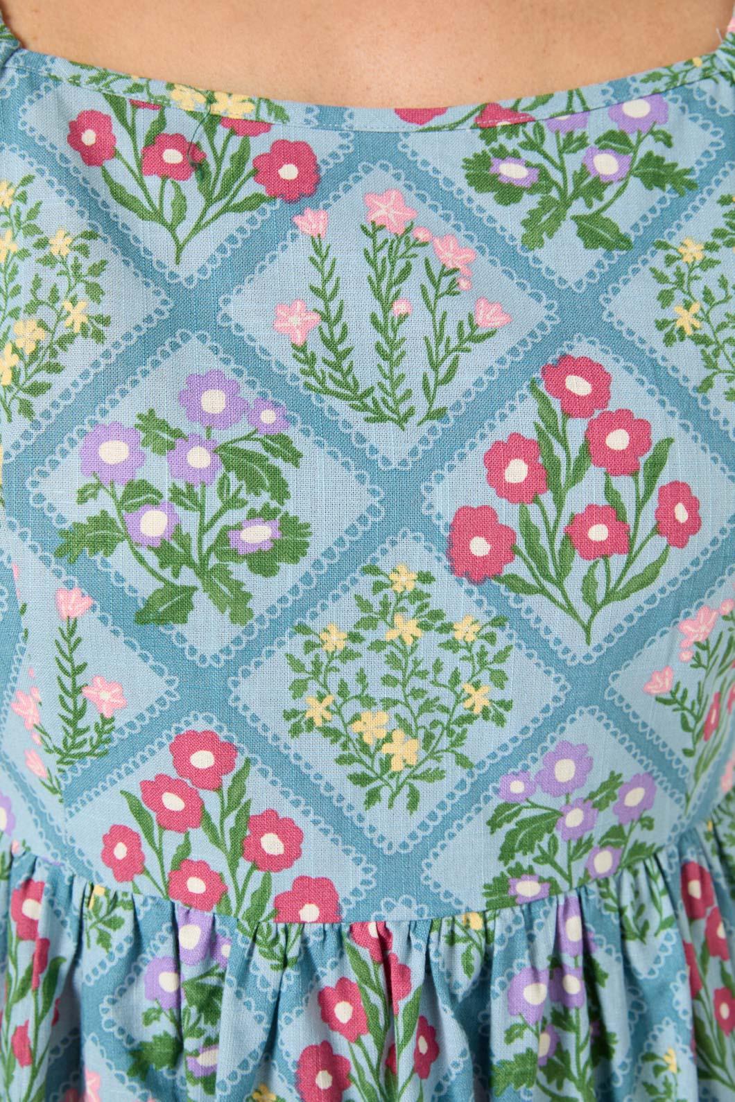 Lattice Floral Mini Dress - Olabens