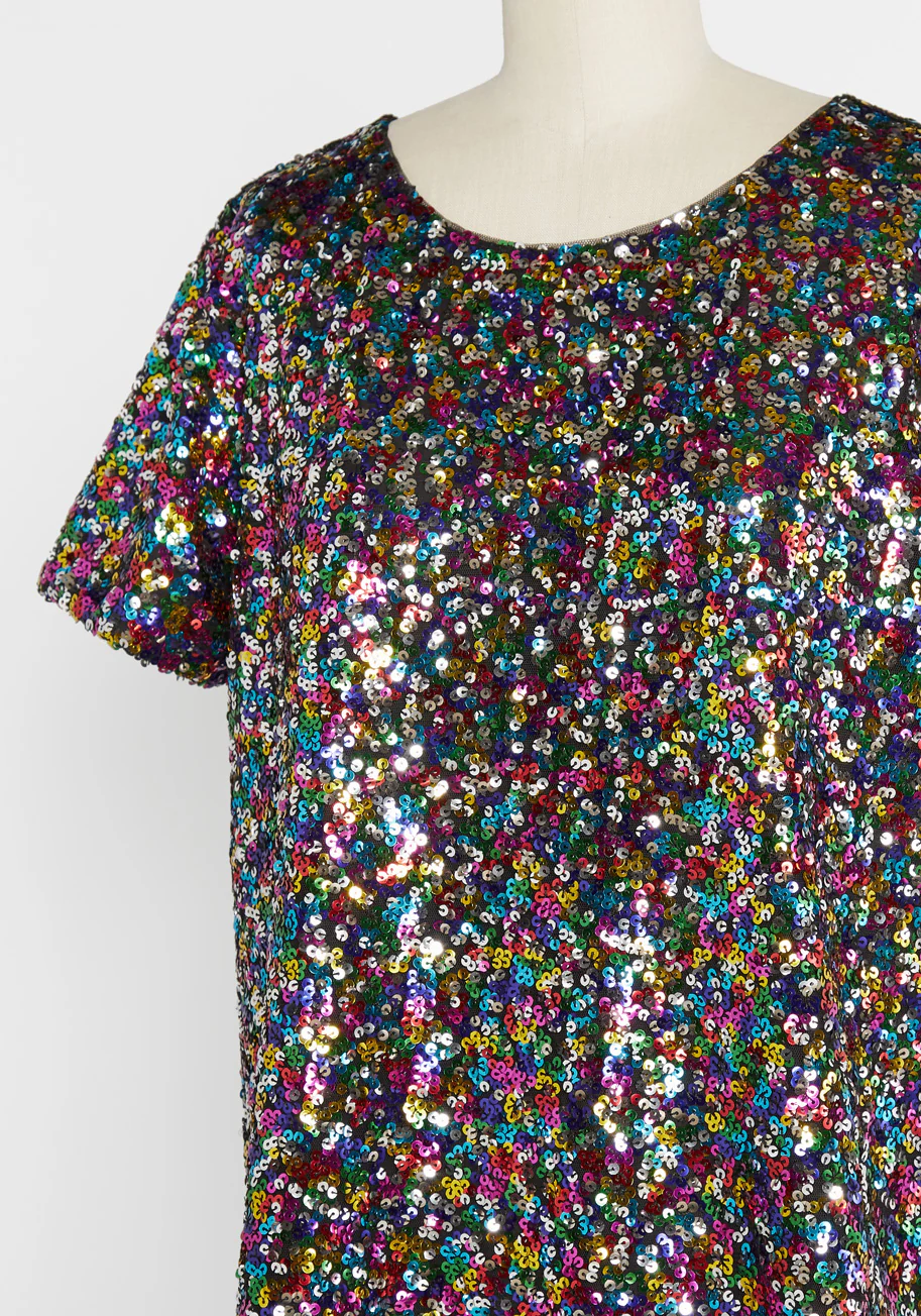 It's Raining Rainbow Sequins Top - Olabens