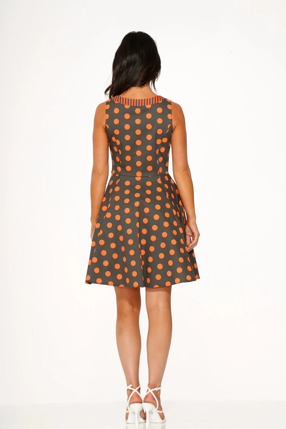 Orange Polka Dot Swing Mini Dress - Olabens
