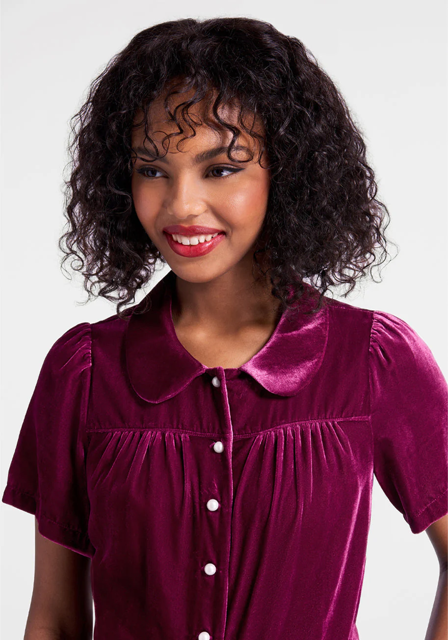 Made For Merriment Velvet Button-Up Top - Olabens