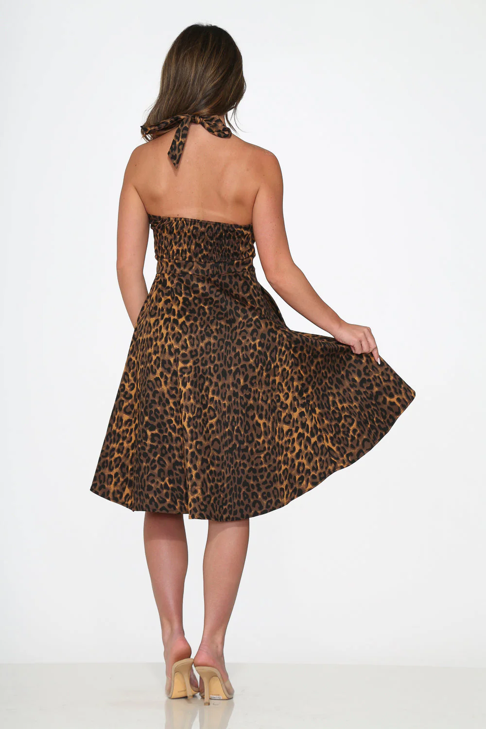 Leopard Halter Swing Dress - Olabens