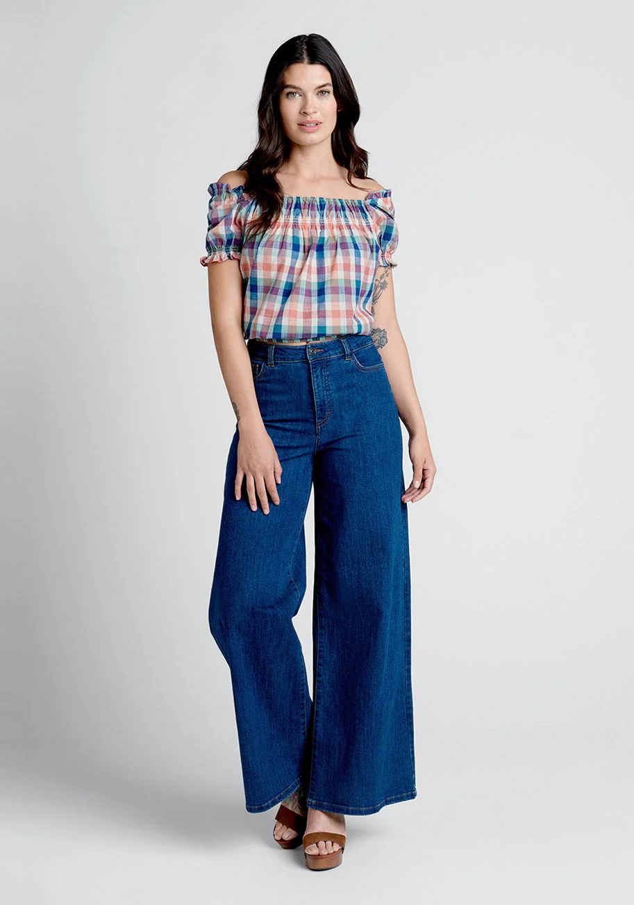 Smocked Crop Top Summer Madras - Olabens