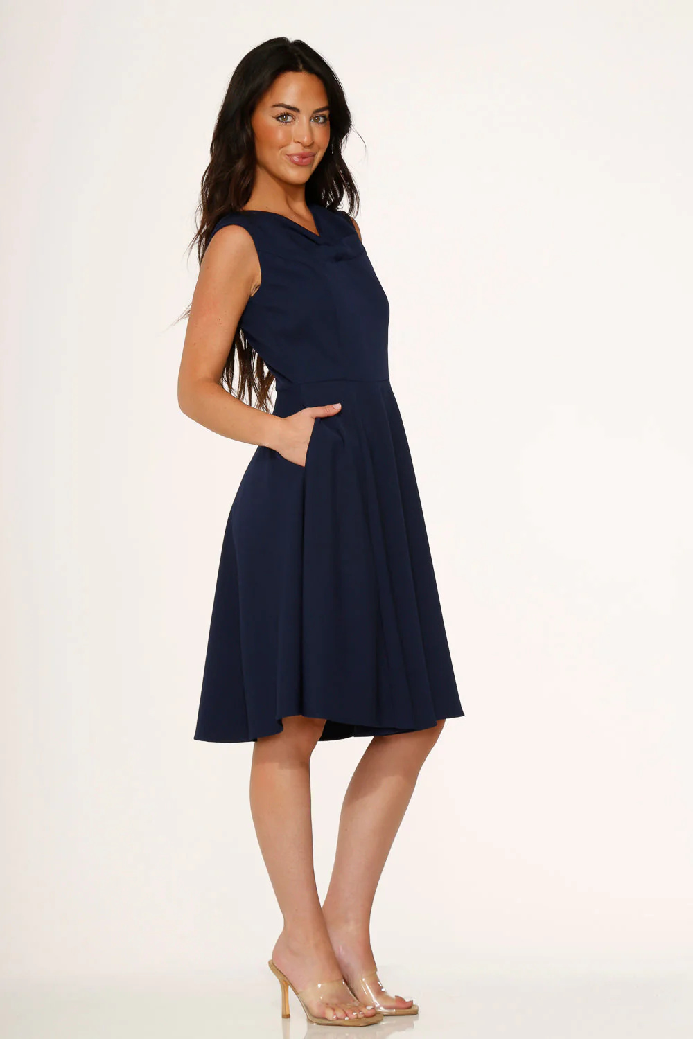 Navy Blue Swing Dress - Olabens