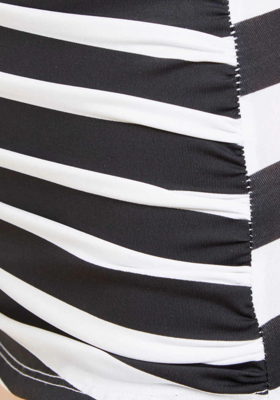 Bathing Beauty High-Waisted Bikini Bottom in Black Stripes - Olabens
