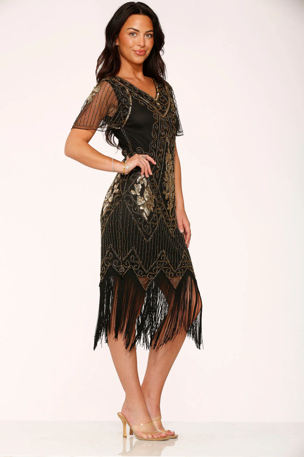 Black & Gold Flapper Dress - Olabens