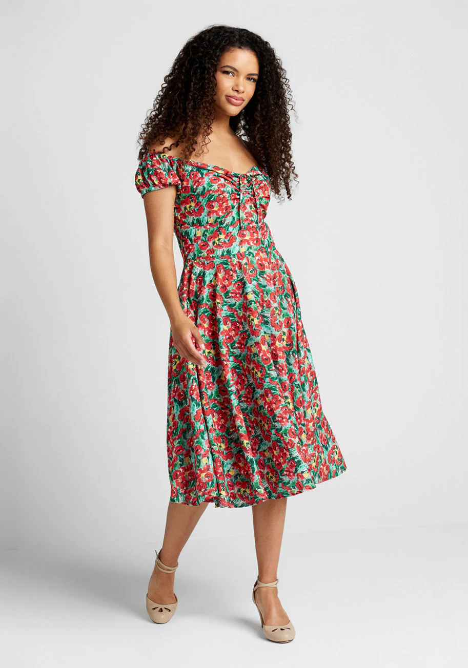 Sheen of Spring Fit And Flare Dress - Olabens