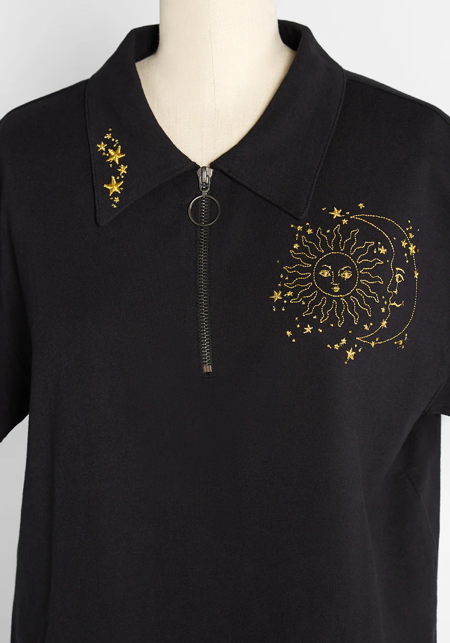 Golden Sol Luna Embroidered Top - Olabens