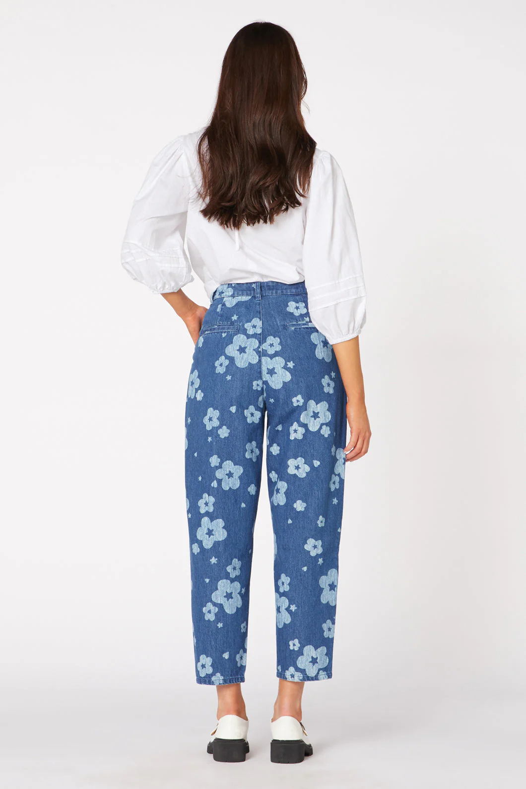 Indigo Starry Flower Tape Jean - Olabens