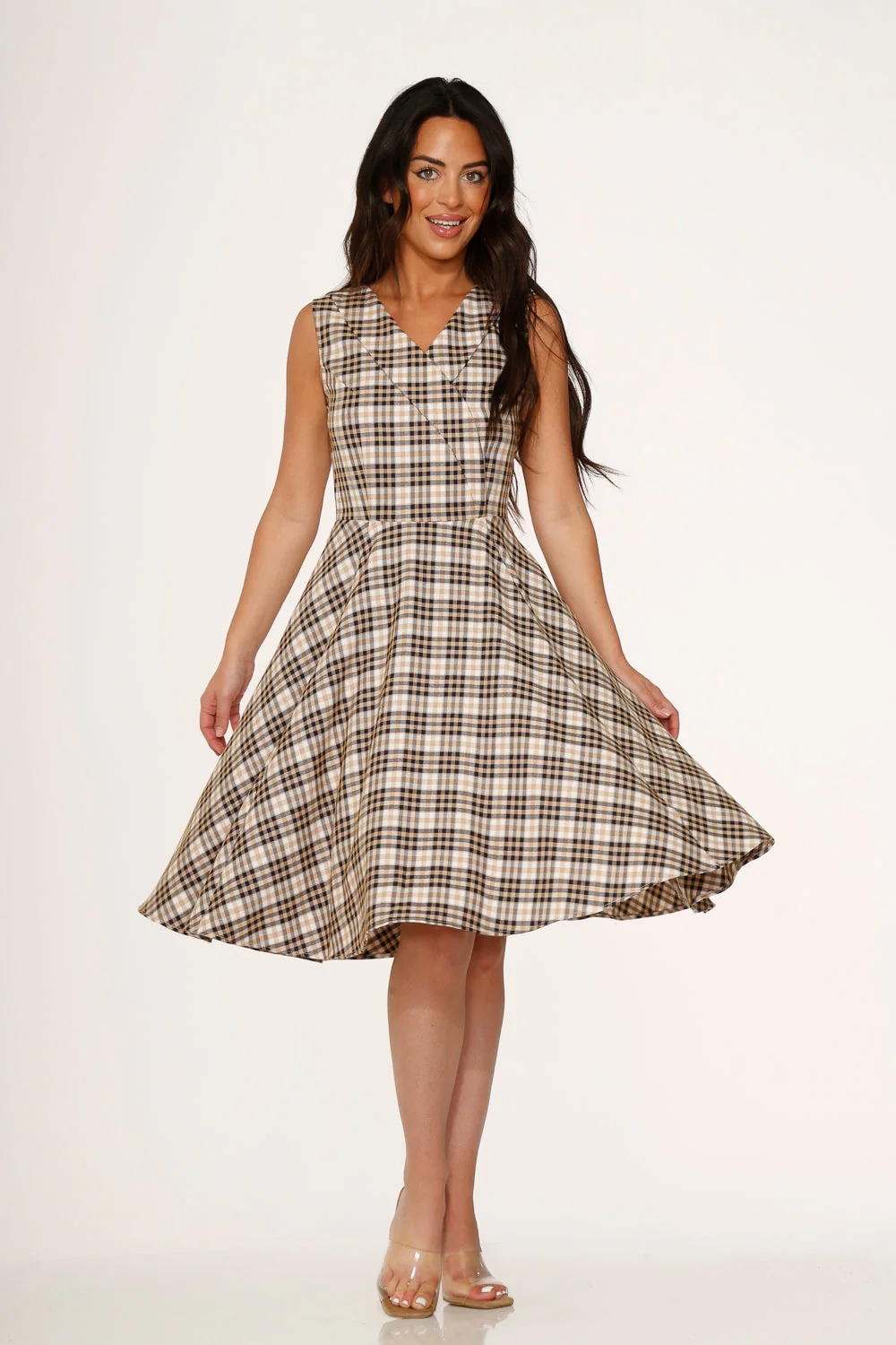 Yellow Plaid Swing Dress - Olabens