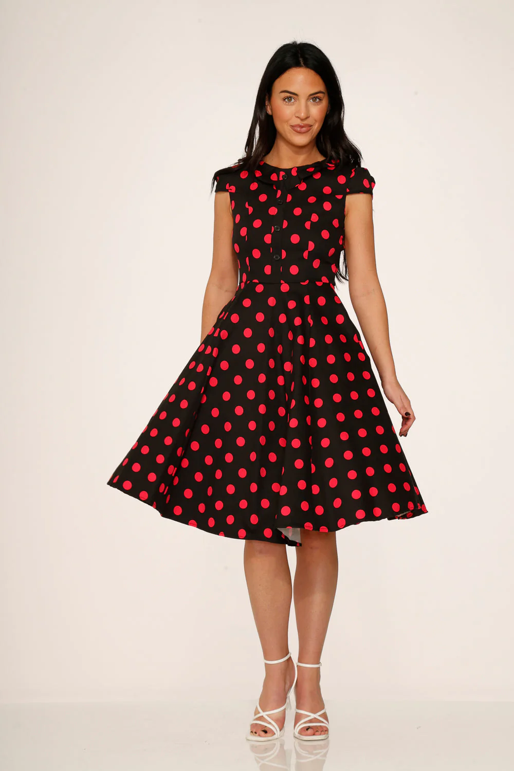 Black & Pink Polka Dot Swing Dress - Olabens