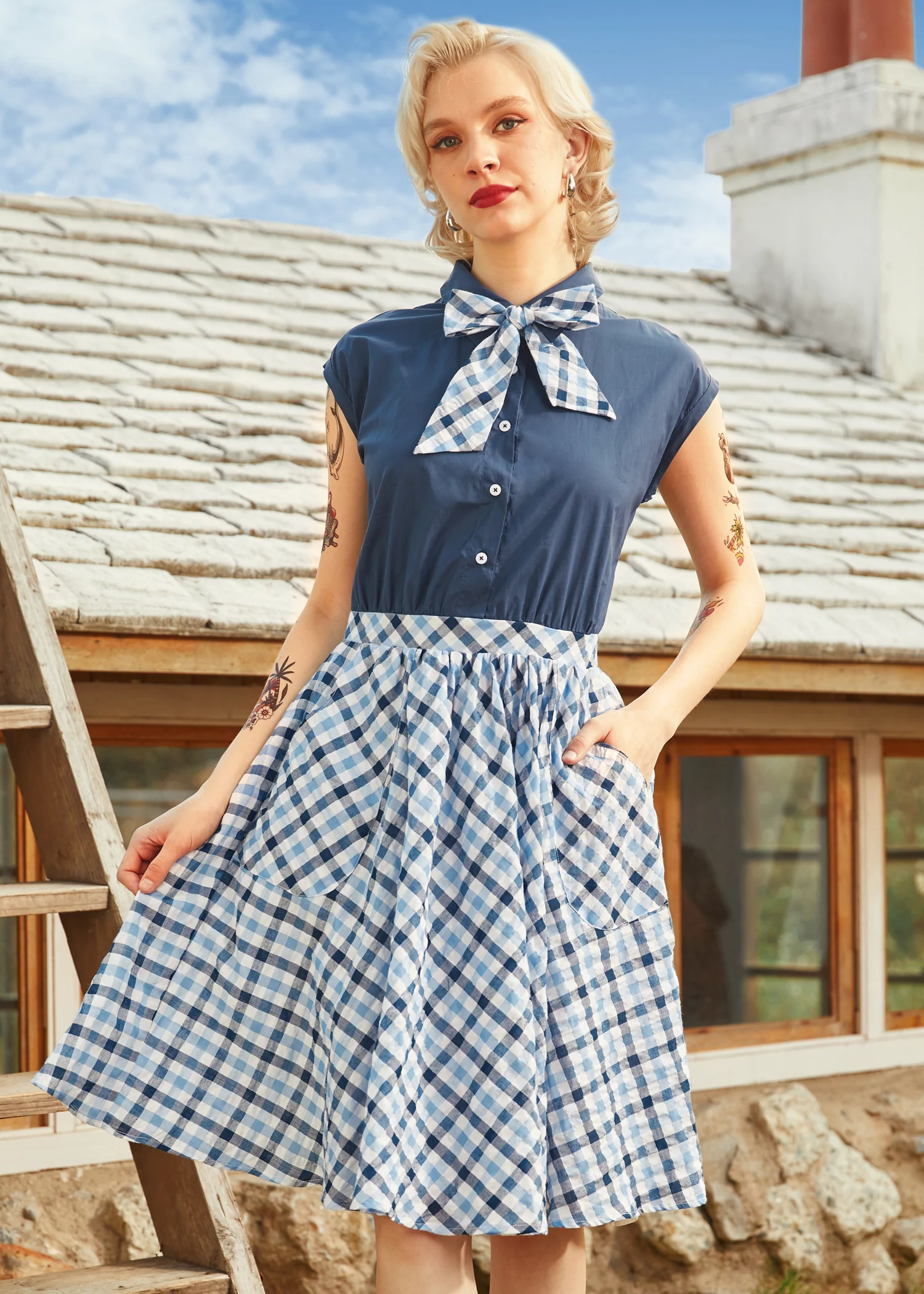 Gingham Grace Bow Dress - Olabens