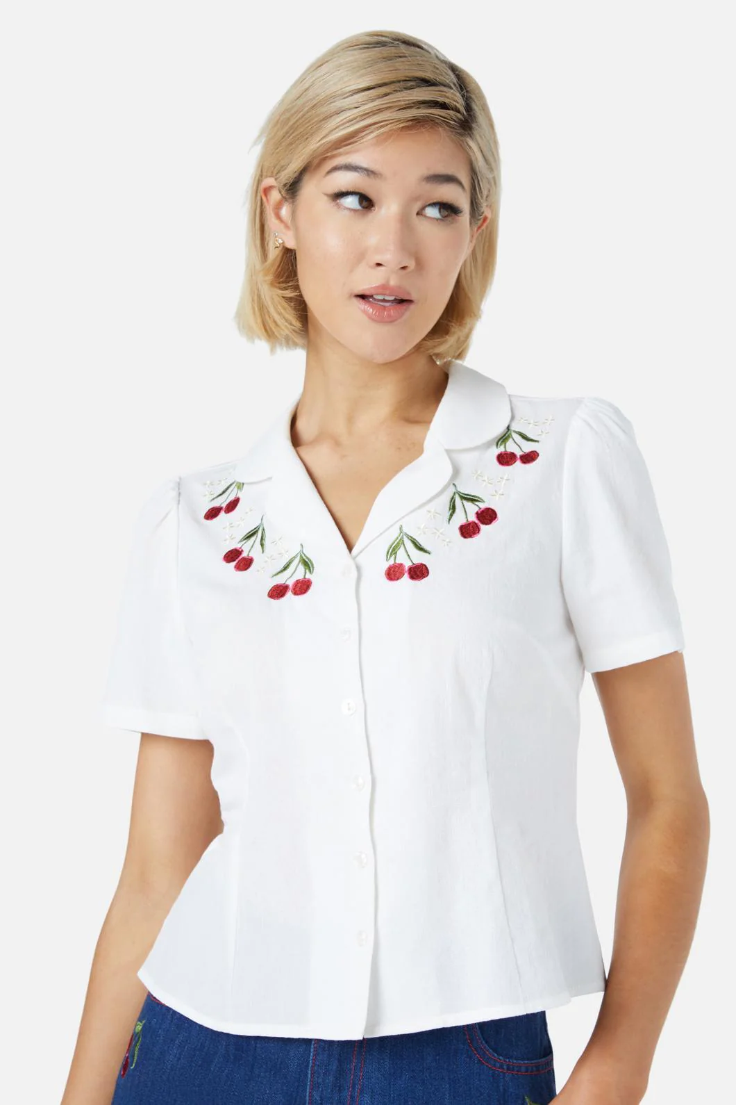 Cherry Embroidered Blouse - Olabens