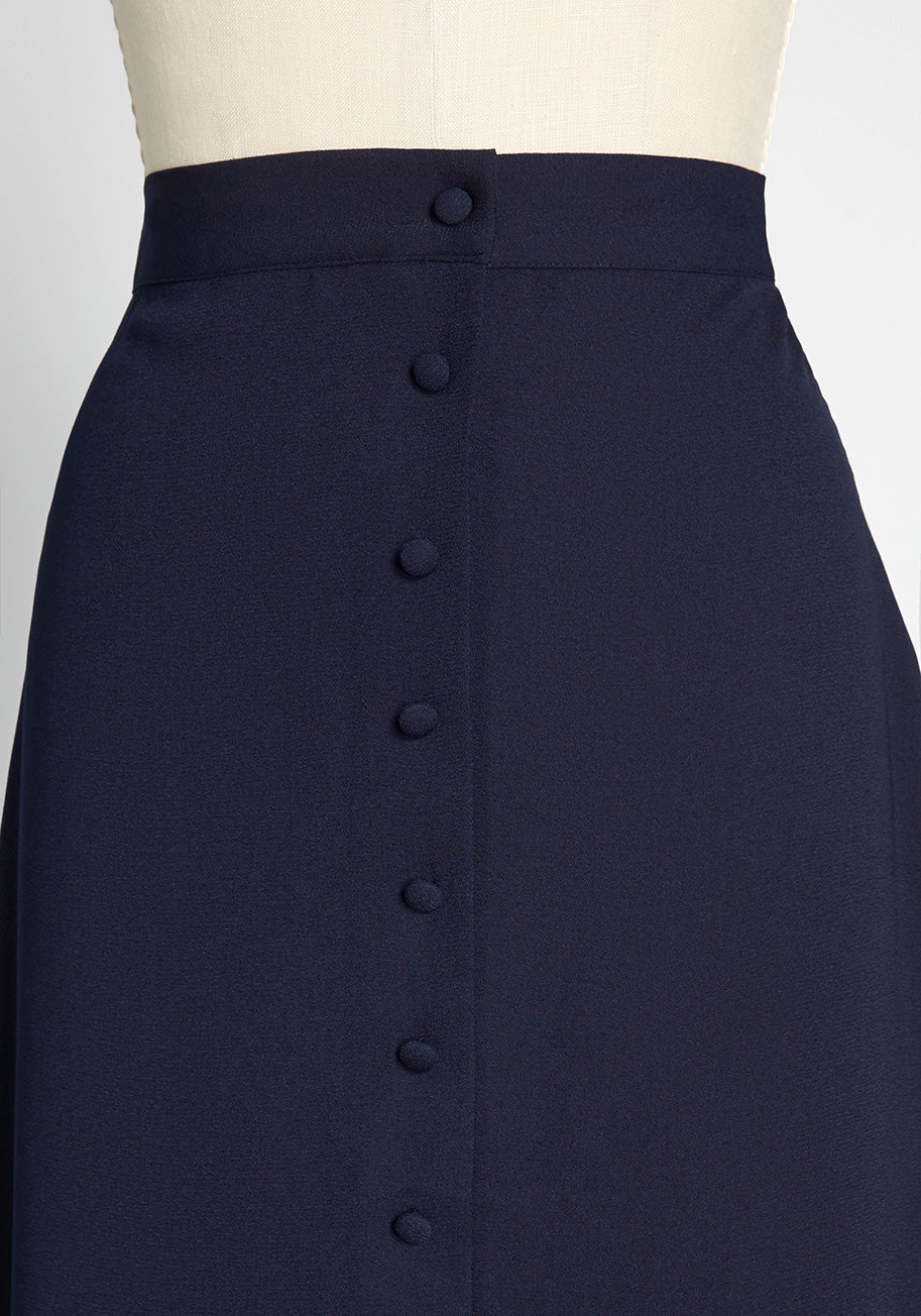 Buttoned Up in Style Midi Skirt - Olabens