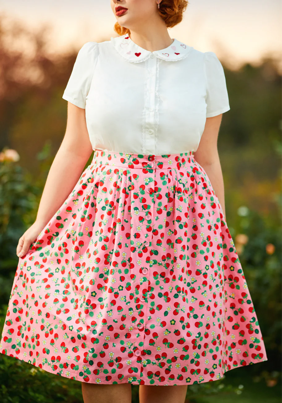 Berries & Blossoms A-Line Skirt - Olabens