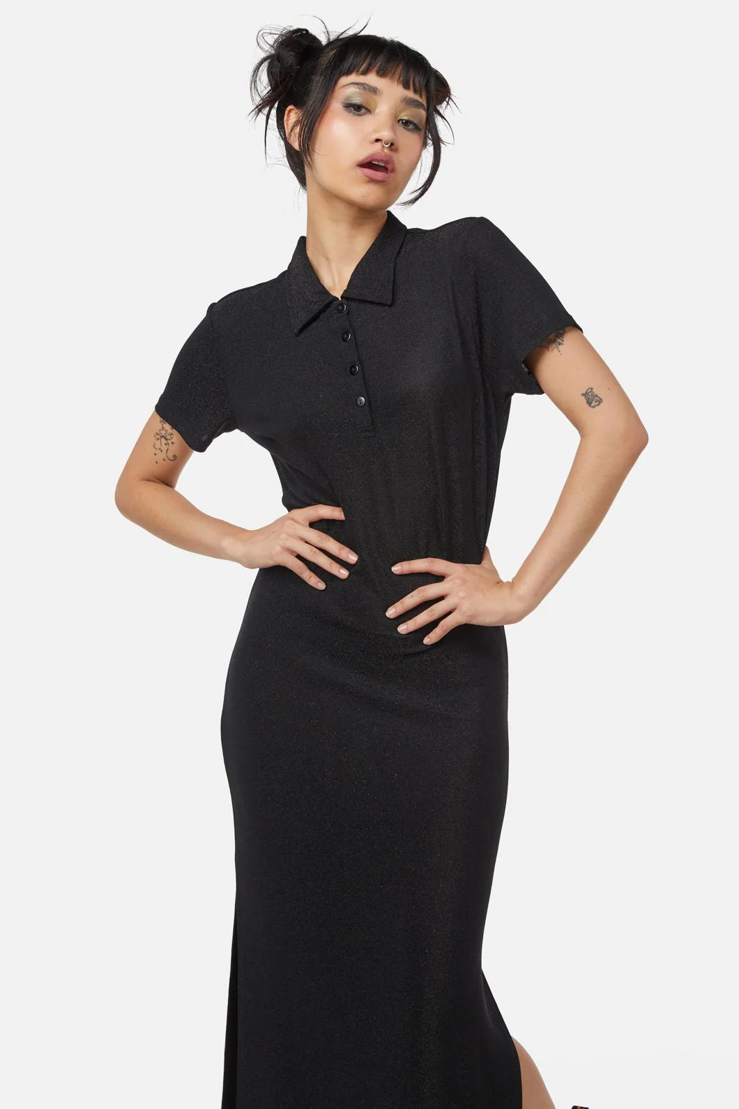 Glitter Mesh Midi Dress - Olabens