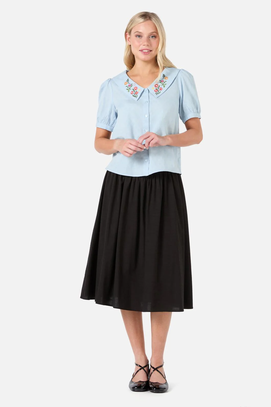 Lattice Embroidered Blouse - Olabens