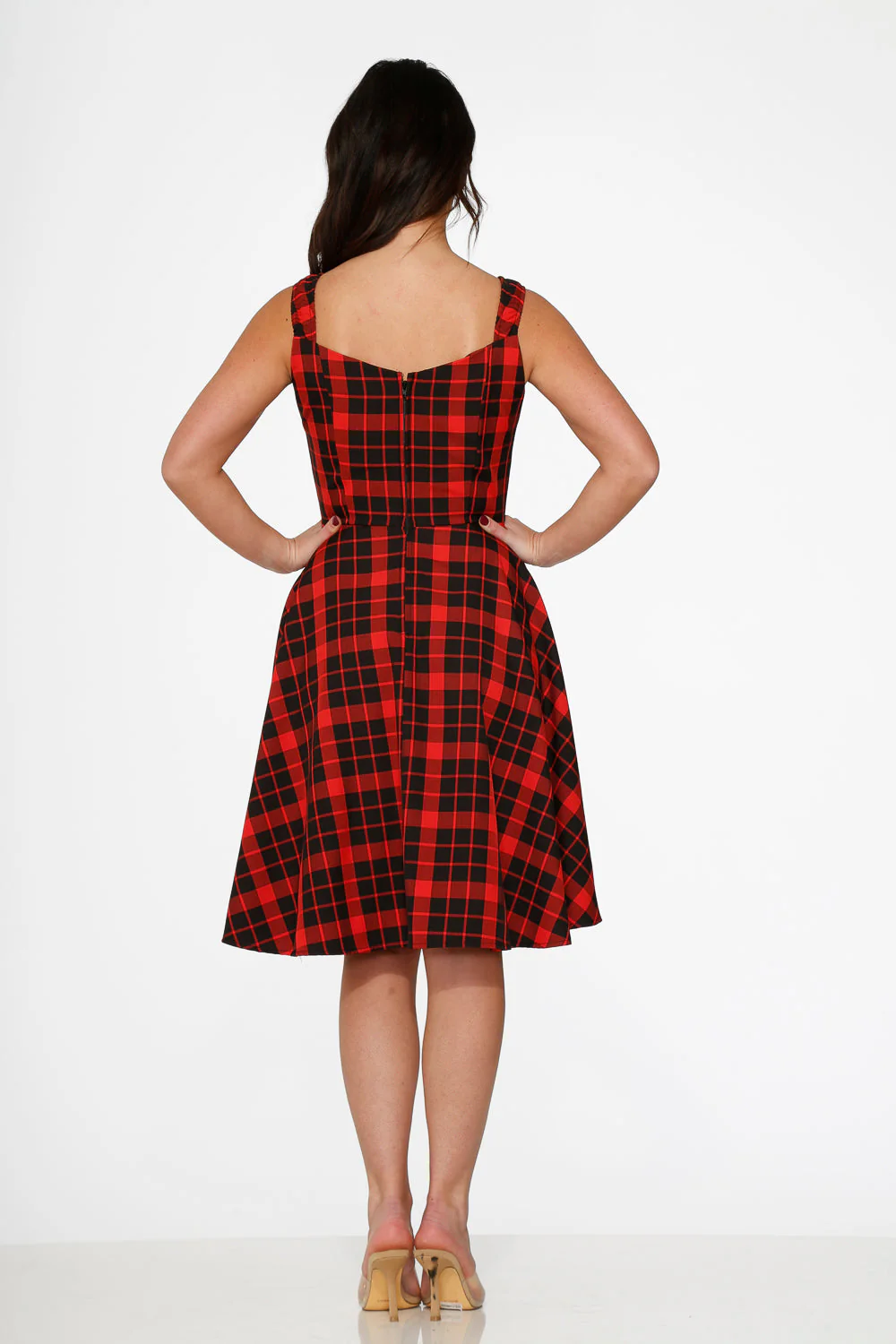 Red Plaid Swing Dress - Olabens