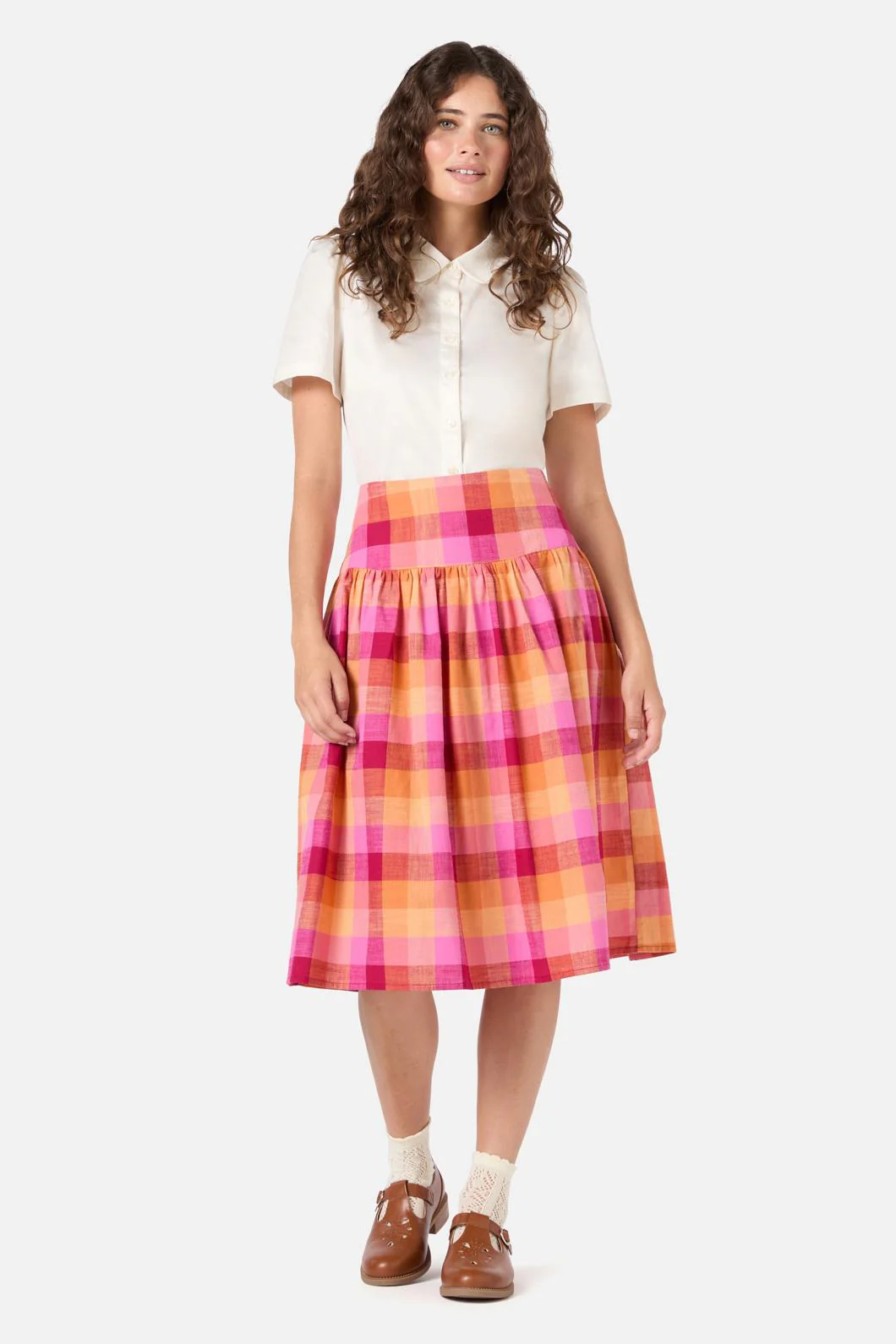 Maxine Check Midi Skirt - Olabens